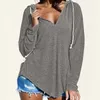 Women's Hoodies Womens Shirts V Neck Hooded Long Sleeve Fitness Top Casual Oversize Pullover Tops Hoodie Stretchy Scrub