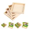 Figurines décoratives 4 PCS TAIRES TEIR 3D Puzzle Toy Blocs Blocs Toys Stockage carré et organisation Bois For Home