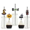 Disposable Cups Straws Flag Insertion Straw Unique Halloween Party Supplies Weird Holiday On Demand Decoration