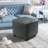 Chair Covers Square Ottoman Cover Elastic Velvet Footstool 360 Degree All-inclusive Protector For Living Room Slipcovers