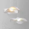 Люстры белая ткань светодиода современная столовая лампа минималистская спальня комната живая подвесная люстра