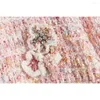 Kvinnors stickor 2024 Spring/Summer Sweet Hooked Flower Sticked Cardigan Women Pink Romantic Elegant Long Sleeve Sweater