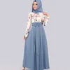 Ubranie etniczne Ramadan Floral Print Abaya Elegancka muzułmańska modlitwa Long Maxi Dress Dubai Kaftan Arab Islam Party Eid Jalabiya