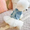 Vêtements pour chiens robe d'hiver de la jupe denim chat chihuahua chiot petit tutu yorkshire terrier poméranien maltais bichon caniche