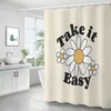 Shower Curtains Nordic Poster Flower Butterfly Printing Curtain Bathroom Wet And Dry Separation Hook Waterproof