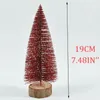 Decorative Flowers 1Pcs Artificial Mini Cedar Christmas Trees Sisal With Wood Base For Tabletop Decor Home Holiday Decoration