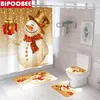 Tende per doccia 3d simpatico pupazzo di pupazzo di pupazzo regalo tende da bagno Buon Natale tappetini da bagno non slip cover per la casa decorazione per la casa