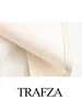 البلوزات النسائية Trafza Label Long Sleeve Jewelry Single-Prished Discalted Shirt Chic Top Retro الربط الحرير الملمس