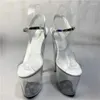 Dansschoenen 20 cm hoge hakken transparante kristallen sandalen 8 inch trouwjurk achterriem feest exotische danseres