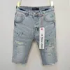 Lila Jeans Shorts Herren Jeans passen Patch Vintage Not gerissen zerstörte Stretch Biker Denim Black Slim Hip Hop Hosen für Männer Jean
