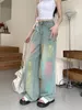 Jeans féminins Benuyffy Y2K Graffiti Graffiti Wide-leg High-Waist Loose Harajuku Hip Hop Streetwear Baggy Denim Pants 2024