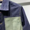 Jaqueta de jeans de retalhos de moda coreana para homens Spring Autumn American Bolsets Cargo Streetwear Trend Masculino Caso masculino 240327