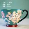 Mugs Heavy Industry Handdrawn Breakfast Cup Ceramic Water Milk Japanese Retro Stor kapacitet Oat Kreativt bälte