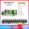 100% 원래 Tastefog Giant 12000 퍼프 12K 퍼프 스톡에 12 개의 맛이 LED 플래시 조명