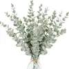 Fleurs décoratives plantes artificielles eucalyptus quittent les branches de feuilles en or vert pour la maison décoration de jardin de fête de mariage bricolage 10pcs