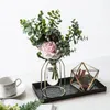 Vasi Nordic Minimalista Floro Flower Disposizione in ferro battuto Base Electroplated Vase Office Desktop Decorazione