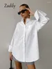 Blouses pour femmes 35% de coton Butte Bouton Femme White Shirt 2024 Spring Work Woman Blouse Vêtements minimalistes Tops à manches longues