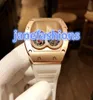 Men039s Fashion Wrist Watch Rose Gold Double Dial Personnalités Personnalités White Natural Rubber Amperproof Quartz Watches9611843