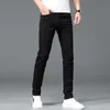 Heren jeans ontwerper zomer jeans elastische slanke slanke rechte buis Koreaanse versie witte katoen zwart dunne lange broek trend ujfl