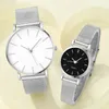 Relógios de pulso 2pcs quartzo de aço inoxidável relógios para homens homens lazer moda feminina damas relógios relógios de pulso