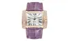 Tempérament de cadran carré éblouissant entier Atmosphère Womens Regches Roman Numéro Roman Diamond Quartz Watch Watch Leather Strap 2003460