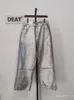 Dżinsy damskie wysoka talia prosta szeroka noga kolorowe laserowe rzemiosło jasne powłoki dżinsowe 2024 Spring Fashion 29L6708