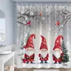 Douchengordijnen Winter Snowman Gordijn Forest huis Sneeuwbomen Bird Nature landschap kerstdecoratie polyester doek badkamer badkamer