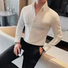 Männer lässig Shirts Social Shirt Kleid Britisch -Stil Business formelle Trage Langarm für Männer Schlanker Fit v Hals Prom Tuxedo Plus Size 5xl