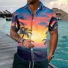 Men's T -skjortor Fashionabla casual -knapp upp skjorta med Hawaiian tryck kortärmad topp sommarstrandkläder för män