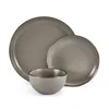 Platen pfaltzgraff Hadlee 12-delige servies set stoare in grijze gerechten en sets diner keramiek