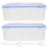Dinkware 2 pezzi trasparenti per pranzo a due compartimenti Bento Boxes Contenitori con casse riutilizzabili sul coperchio Snack all'aperto