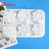 Moldes de cozimento 6 orifícios Snowflake Silicone Mold Christmas Single 3d Cake Mold Mold Soop Candle Model Moussed Decorating Tools Bakeware