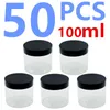 Storage Bottles 50PCS Wholesale 100/60ml Transparent Plastic Cosmetic Cream Jar With Black Lid Cap Filling Bottle Empty Small Capacity
