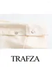 البلوزات النسائية Trafza Label Long Sleeve Jewelry Single-Prished Discalted Shirt Chic Top Retro الربط الحرير الملمس
