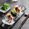 プレート長方形の皿合計板ガラス寿司透明ディナーデザート薄暗いトレイスナックsashimi