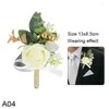 Party Decoration Wedding Groom Boutonniere Man Pin Suit Corsage Artificiel Silk Plastic Rose Fleurs ACCESSOIRES DE MARIAGE