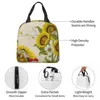 Dinnerware Retro Honey Bees Lunch Bag Insulated With Compartments Reusable Cute Prints Tote Handle Portable For Kids Picnic Work School