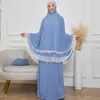 Klasik Sıcak Model Müslüman Dantel Abaya Long Khimar etek 2 adet set Arap Dua Eid Swing Hijab Elbise İslami Elbise Ücretsiz Boyut