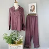 Home Clothing Loose Lapel Pyjamas Pajamas Set Nightwear Ice Silk Women Shirt Pant Homewear Houndstooth Sleep Suit Sleepwear