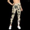 Women's Leggings Retro Flower Print Gym Yoga Pants Women High Waist Elastic Push Up Sports Tights Legging Sexy Trousers Gift