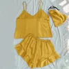 Home Clothing Silk Pajamas Set Women Satin Spaghetti Strap Sleepwear Camisole Lingerie Cami Top And Ruffled Shorts 2 Piece Pjs Nightwear