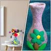 Vases 4 Pcs DIY Vase Model Wooden Flower Decor Manual Colorful Novel Bottle Desktop Colored Drawing