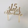 Suministros de fiesta personalizados grabado con espejo acrílico topper cualquier nombre de nombre de la boda decoración del bithday