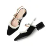 Женские туфли винтажные жемчужины Мэри Джейнс неглубокий рот элегантный кожаный низкий каблук сандалии 240322