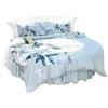 Ensembles de literie Blue Jacquard Crown Design Round Bed Coupper Cover Littheet thelwase 4pcs Super King Size Pure Cotton Corner