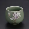 Cups Saucers Ceramic Enamel Color Tea Cup Handmade Master Jingdezhen Large Magnolia Begonia Flower Retro Office Set
