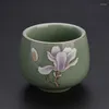 カップソーサーセラミックエナメルカラーティーカップ手作りマスターJingdezhen Large Magnolia Begonia花レトロオフィスセット