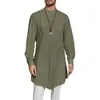 Ethnic Clothing 2024 Men Muslim Abaya Stand Collar Long Sleeve Islam Arab Kaftan Solid Color Thobe Casual Shirts Summer