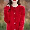 Magliette da donna Spring Women Short Cardigan Wool in stile coreano Magioni a maglia magneti a maglieria autunnale Lady Fashion Casual Shirt Solid Color Tops