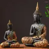 Decorative Figurines Buddha Statue Thailand Sculpture Green Resin Hand Made Buddhism Hindu Fengshui Figurine Meditation Home Decoration